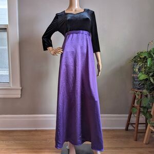 Vintage 90s Formal Fashions Inc Velvet Gown Purple Maxi Dress Whimsigoth Size 10